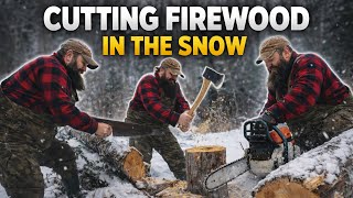 Cutting Firewood at Camp