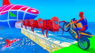 GTA V Mega Ramp On Planes, Monster Trucks and Aircraft with Spider-Man - Stunt Map Racing