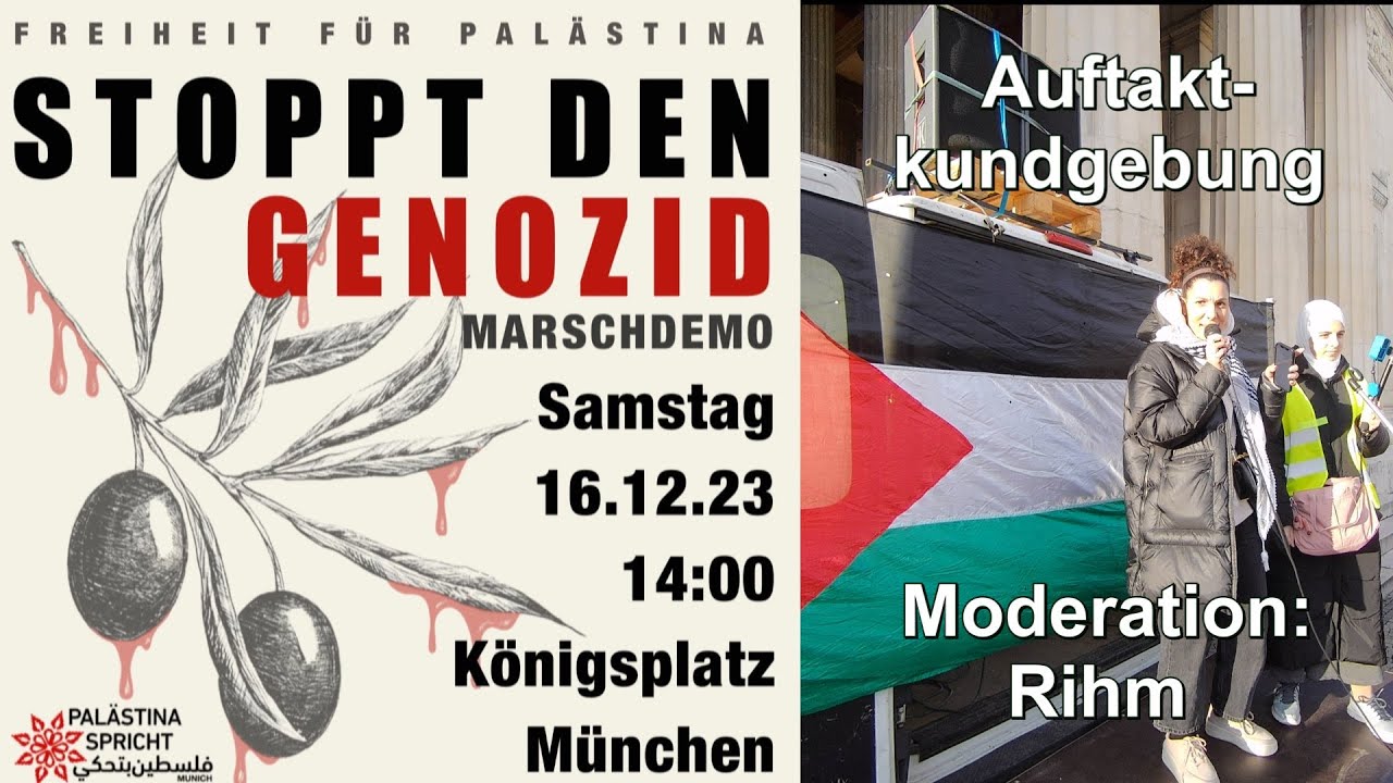 Auftaktkundgebung Stoppt den Genozid in Gaza  16. Dezember 2023 am  Königsplatz in München