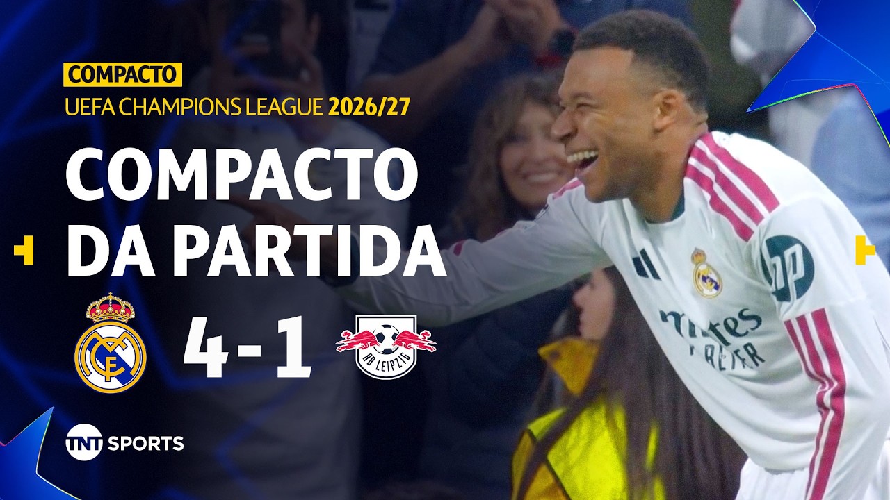 Momento da partida: REAL MADRID 4X1 RB LEIPZIG | COMPACTO DA PARTIDA | FASE DE LIGA | RODADA 3 | CHAMPIONS LEAGUE 26/27