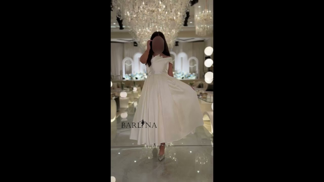 فستان سكري طويل بياقة مائلة منسدلة - سنة