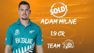 Adam Milne IPL auction 2022 Adam Milne sold to csk Chennai super Kings Adam Milne bowling IPL 2022