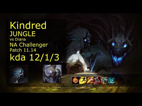 Kindred Jungle vs Diana - NA Challenger 12/1/3 Patch 11.14 Gameplay
