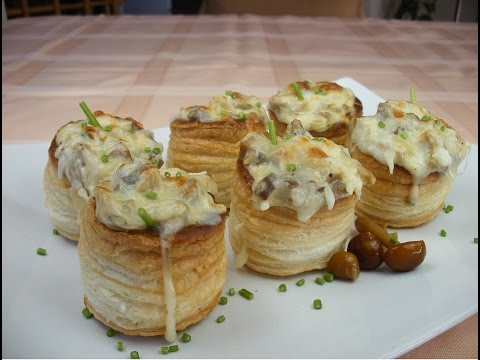 Volovanes rellenos de setas