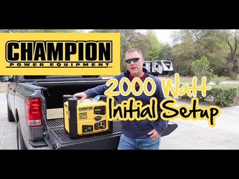 Champion 2,000 Watt Portable Inverter Generator Setup & First Run, Adding Oil & Gas, Recoil Start