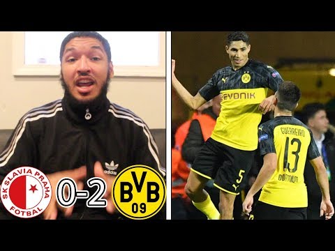 ACHRAF HAKIMI DOUBLE!! || SLAVIA PRAGUE 0-2 DORTMUND | REACTION