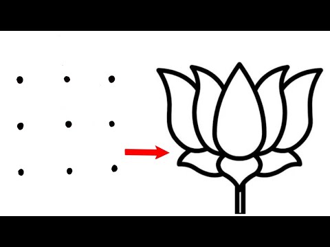 How to draw Lotus flower from 9 dots | Easy Lotus flower drawing | dots drawing