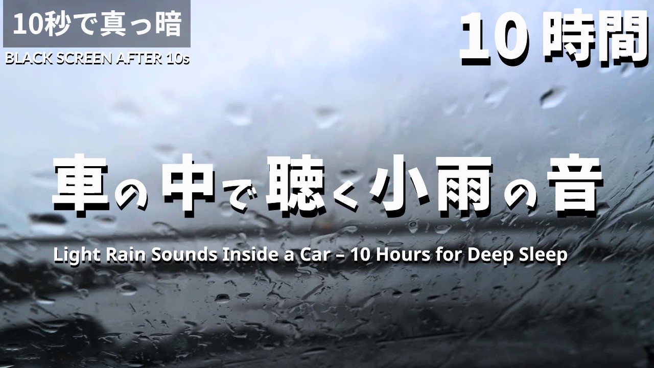 車の中で聴く小雨の音 – 10時間の睡眠用BGM【黒画面｜自然音｜雷なし】