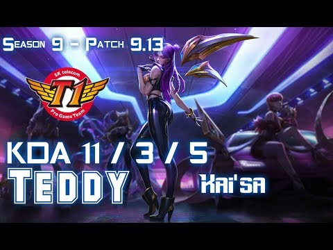 SKT T1 Teddy KAI'SA vs EZREAL ADC - Patch 9.13 KR Ranked