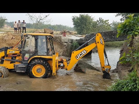 JCB Dozer Breaking Bridge Wall - JCB Working For New Bridge Construction - Dozer Video 4