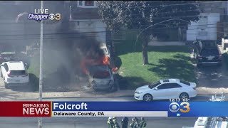 Falling Live Wire Sets Car On Fire In Folcroft