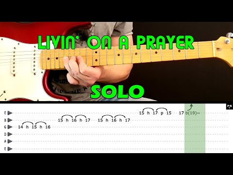 LIVIN' ON A PRAYER - Guitar lesson - Guitar solo (with tabs) - Bon Jovi - fast & slow version