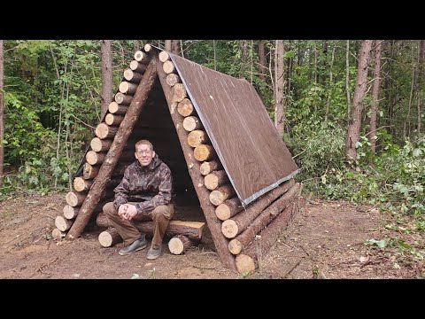 Storm Destroyed the Forest - Building a Bushcraft Shelter & Camping 3 Days