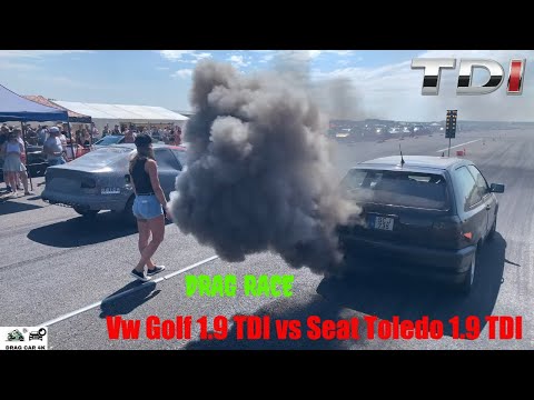 Vw Golf 1.9 TDI vs Seat Toledo 1.9 TDI drag race 1/4 mile 🚦🚗 - 4K UHD - Rolling coal 💨