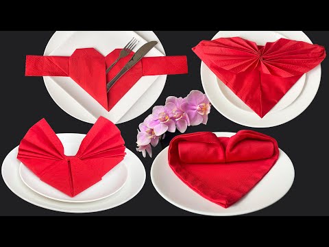 How to Fold a Heart Napkin 4 Ways