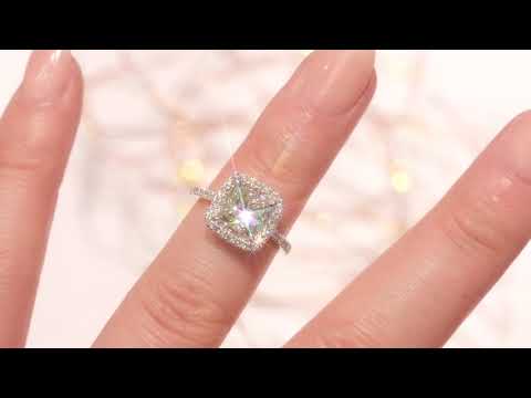 Princess Cut Halo Diamond Engagement Ring
