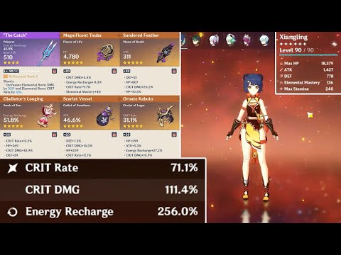 Solo Showcase Xiangling C6 With 256% Energy Recharge & No Food/Potion/5-Star Weapon