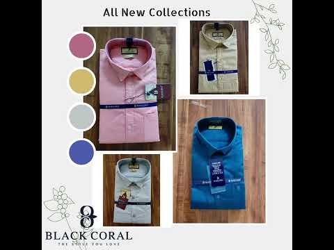 Black coral plain teal blue slim-fit formal shirts