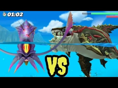 ANCIENT MEGALODON VS GIANT SQUID || hungry shark world