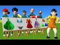 Squid Game Vs Scary Teacher 3D Squid Girl Bikini Dressing Room Long Dress Drawing 5 Times Challenge