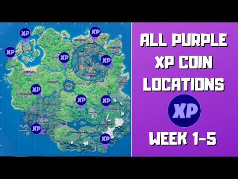All 10 Purple XP Coins Locations in Fortnite (week 1-5)! - Purple Power Punch Card