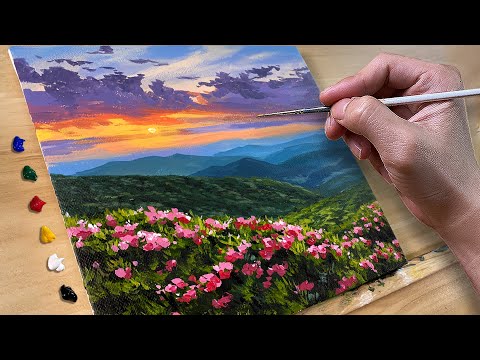 Painting Flower Mountain / Acrylic Painting / Correa Art