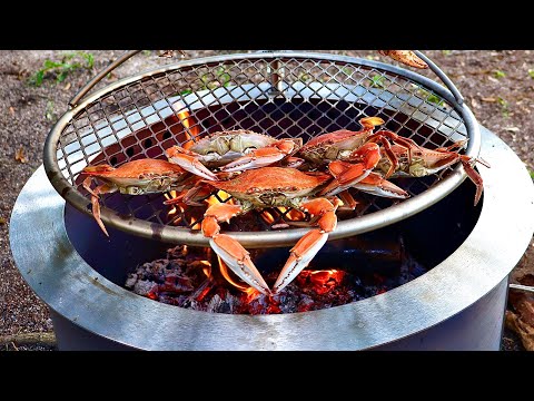 Fire Roasting Crab at the Beach! (Catch Cook Camp)