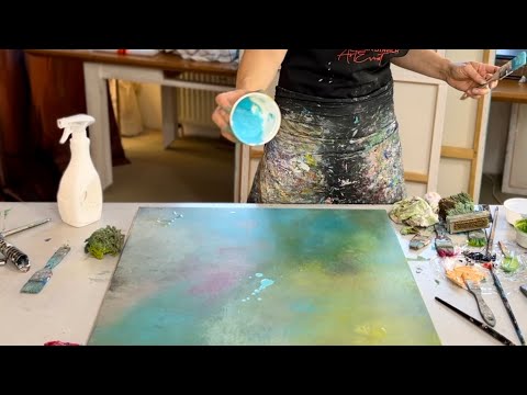 Meditative Abstract acrylic painting techniques - pouring, wiping and more - canvas
