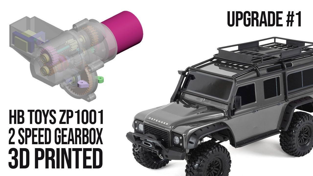 2-speed gearbox with telescopic driveshafts for hb toys zp1001 3d print model 3D Print Model