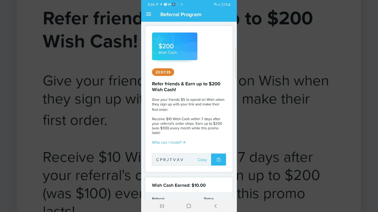 New user discount code wish app