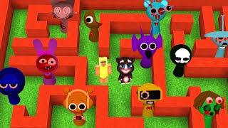 SURVIVE THE MAZE OF HORROR SPRUNKI OREN PINKI DURPLE LIME ALL PHASES IN MINECRAFT GAMEPLAY