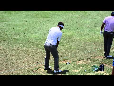 Thongchai Jaidee hits a hybrid club at the range US Open 2014 Pinehurst