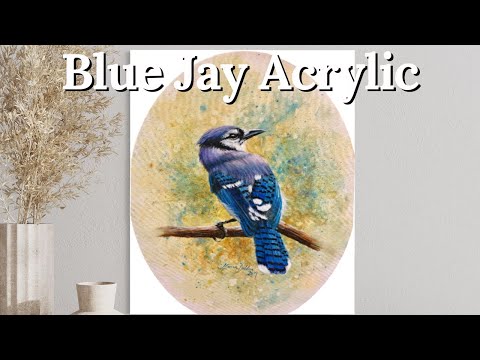 Blue Jay | How to paint feathers with Acrylic: Step by Step Tutorial