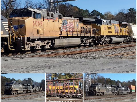 12-3-2021: UP AC44CW & UP SD70AH-T4 on NS 373, UP SD70AH Leads NS 226, & NS 231 @ CP Bridge
