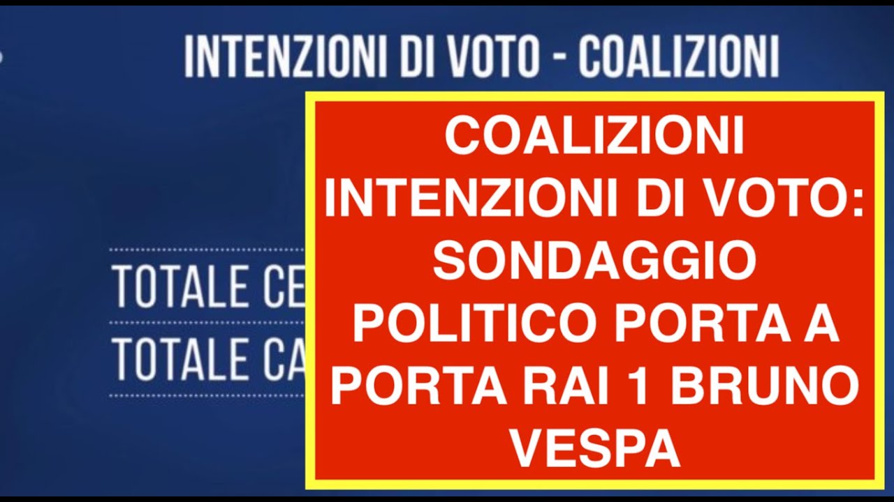 COALIZIONI INTENZIONI DI VOTO: SONDAGGIO POLITICO PORTA A PORTA RAI 1 BRUNO VESPA