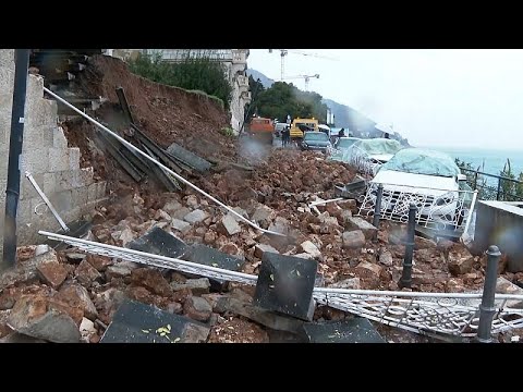 Video Thumbnail: Heavy rain triggers landslides and wall collapse in Dubrovnik