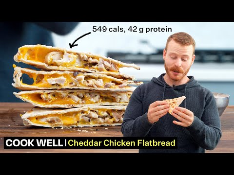 Cheesy Chicken Thigh Flatbread with Creamy Chipotle Greek Yogurt Dipping Sauce in Under 10 Minutes