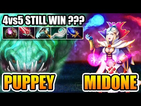 Midone [Invoker] Puppey [Tidehunter] 4vs5 Carry Dota 2 7.01