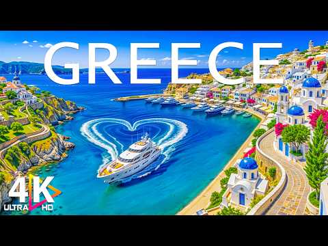 Greece Paradise Coast in 4K | Santorini, Mykonos & Crystal Clear Aegean Waters Drone Footage UHD