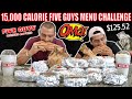 15,000+ CALORIE FIVE GUYS Burgers and Fries Menu Challenge LOL*