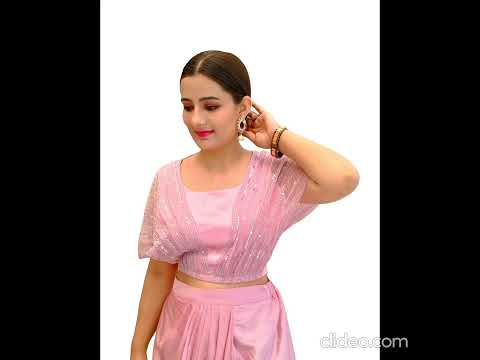 Satin and Net Embroidered and Solid Muka Dark Green Draped Skirt Top