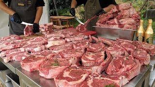 giant steak, amazing boiled butter steak - korean street food