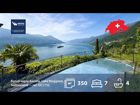 Mediterranean villa with garden, pool & panoramic views for sale in Ronco sopra Ascona, Switzerland