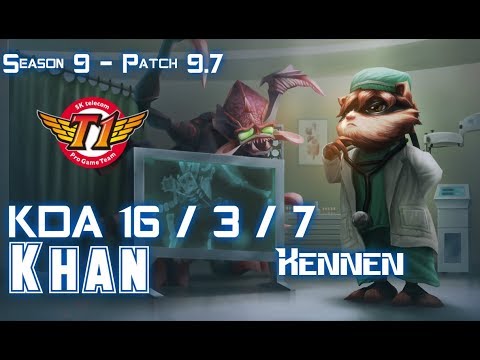 SKT T1 Khan KENNEN vs AKALI Top - Patch 9.7 KR Ranked