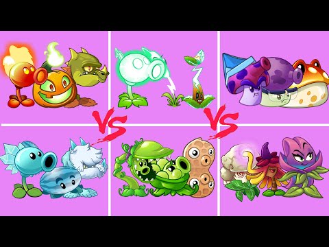 Team FIRE x ICE x ELECTRIC x PEA x SHROOM x MAGIC Plant - Who Will Win? - PvZ 2 Team Plant