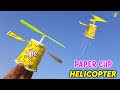 How To Make Paper Cup Helicopter Rubber Band Powered Flying Plane Easy Paper Toy