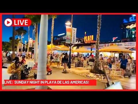 🔴LIVE: HOW BUSY? Sunday Night in Playa De Las Americas Tenerife ☀️ GOLDEN MILE, BARS & MORE!