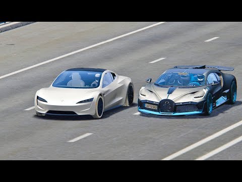 Tesla Roadster vs Bugatti Divo - Drag Race