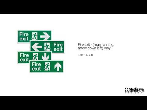 Fire exit man running arrow down left Vinyl 4860