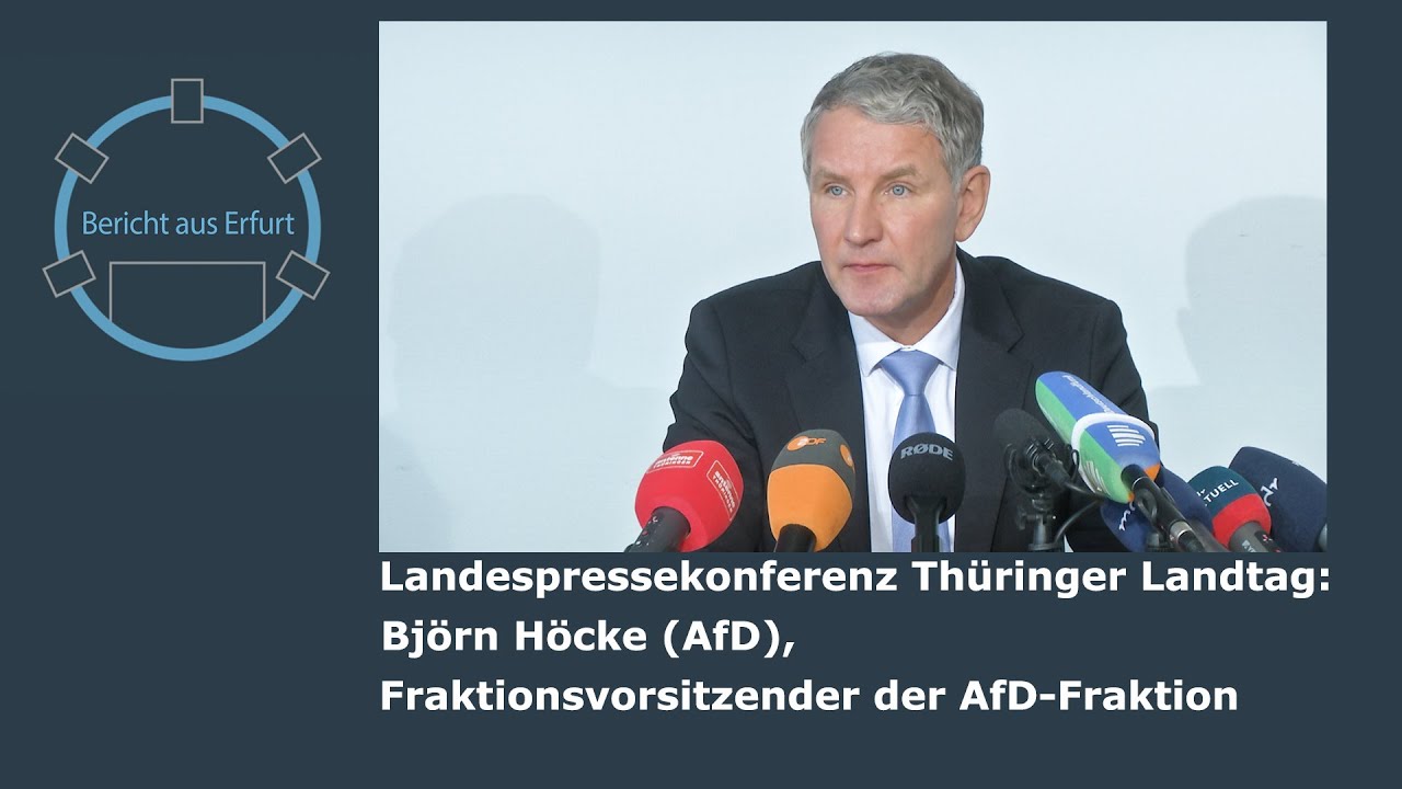 Landespressekonferenz im Thüringer Landtag: Björn Höcke (Vors. d. AfD-Fraktion) steht Rede & Antwort
